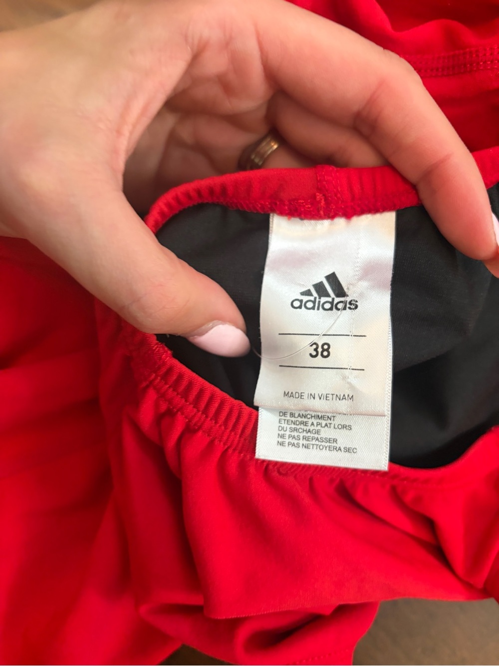 adidas Red Open-Back classic baywatch One-Piece sporty 90’s vacation Swimsuit - Picture 3 of 5